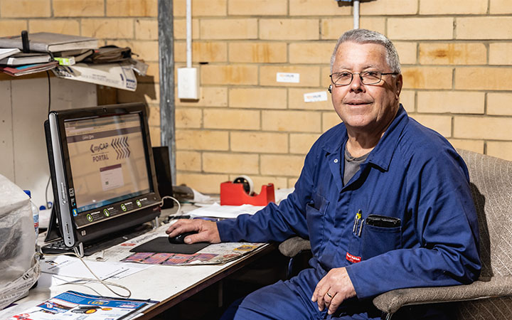 Man in front of computer