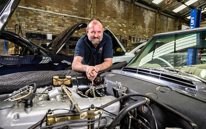 Man working on car