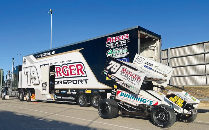 Merger Contracting's team sprint car and truck