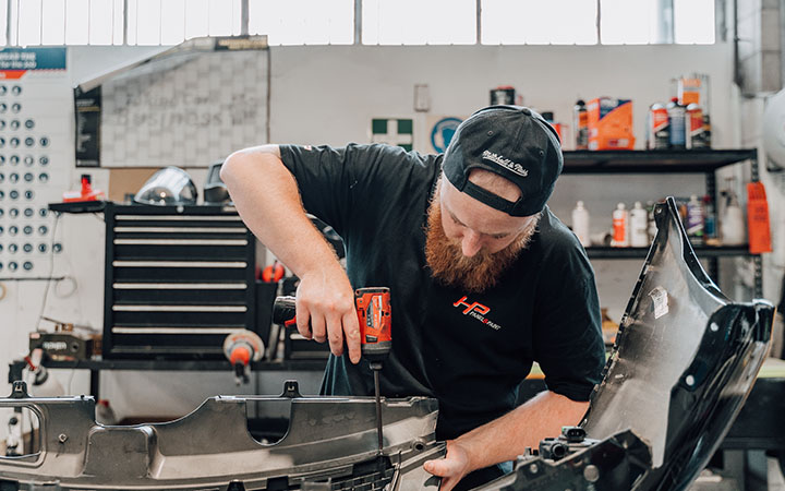 Person working on parts