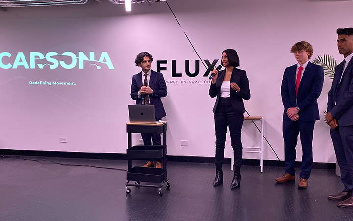 Carsona co-founders, Desiree Louis and Ali Al-Asadi, pitched at the Plus Eight Pitch Night at Flux powered by Spacecubed.
