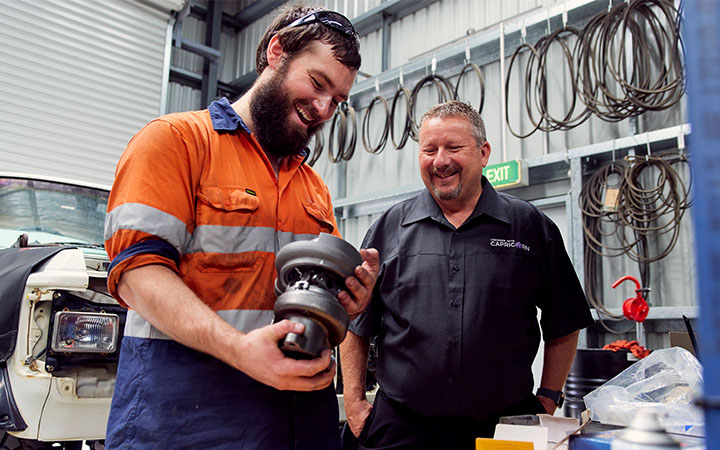 Two men in workshop