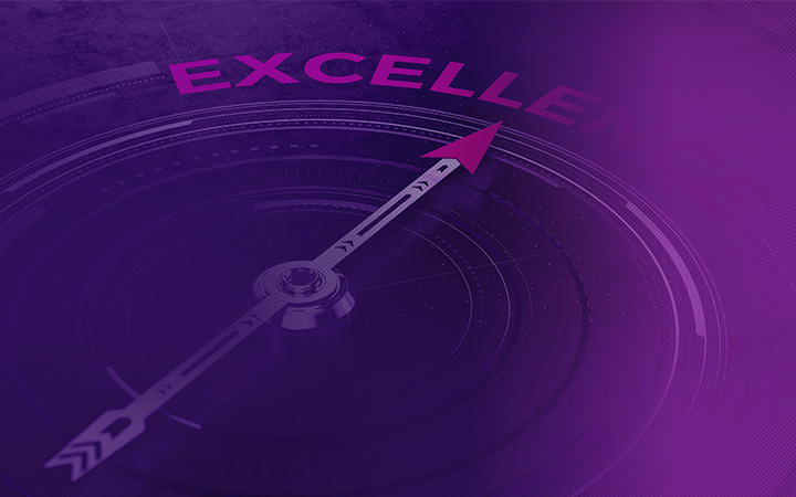 An arrow pointing up to the word excellence