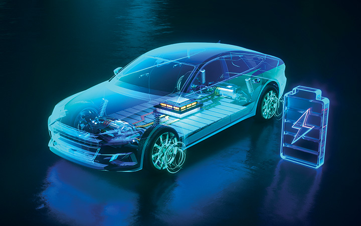Eletric vehicle illustration of the battery system