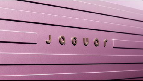 Close up of the new Jaguar brand logo.