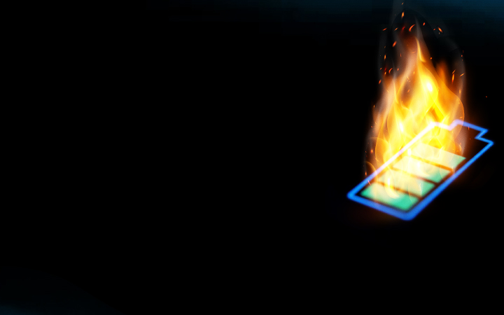 Battery icon on fire