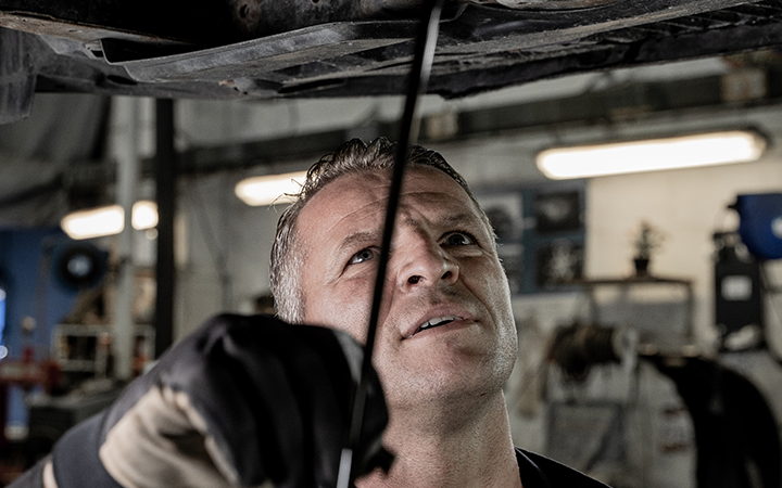Mechanic checking a car