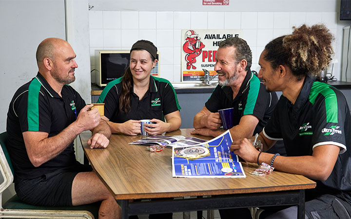 Group talking around table