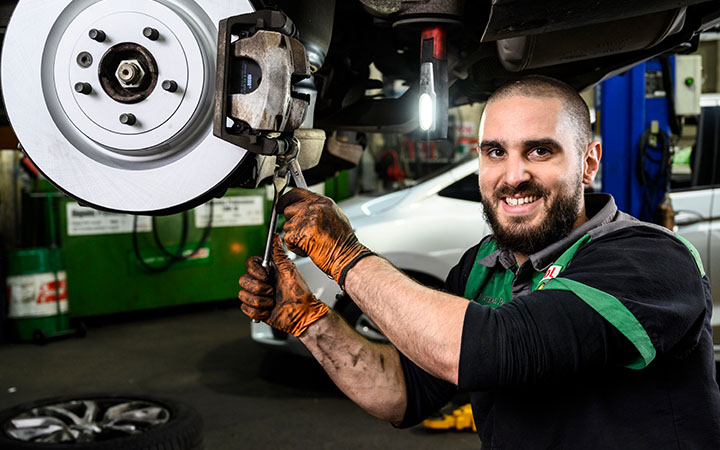 Man working on brakes