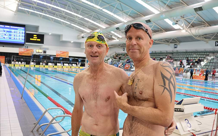 Wayne in front of a pool at the World Transplant Games