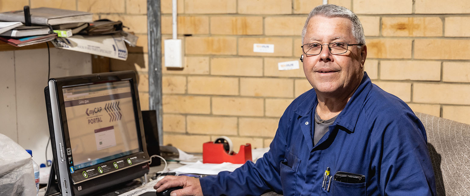 Man in front of computer