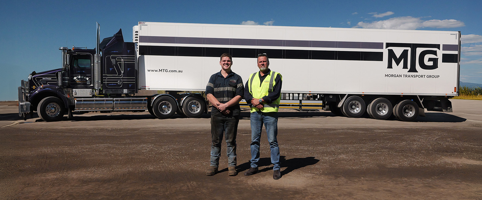 Two people standing in front of a truck, with Cody, the 2025 Capricorn Rising Stars QLD winner, on the left side.