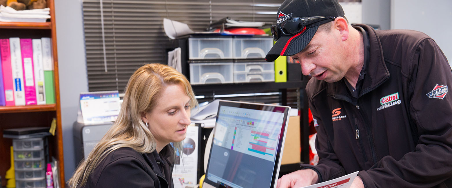 Two people in office