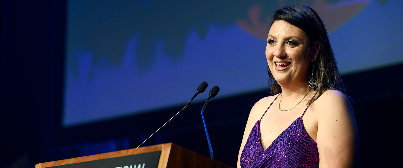 Lydia Stjepanovic, NSW/ACT Member Director, presenting at the Gala Dinner