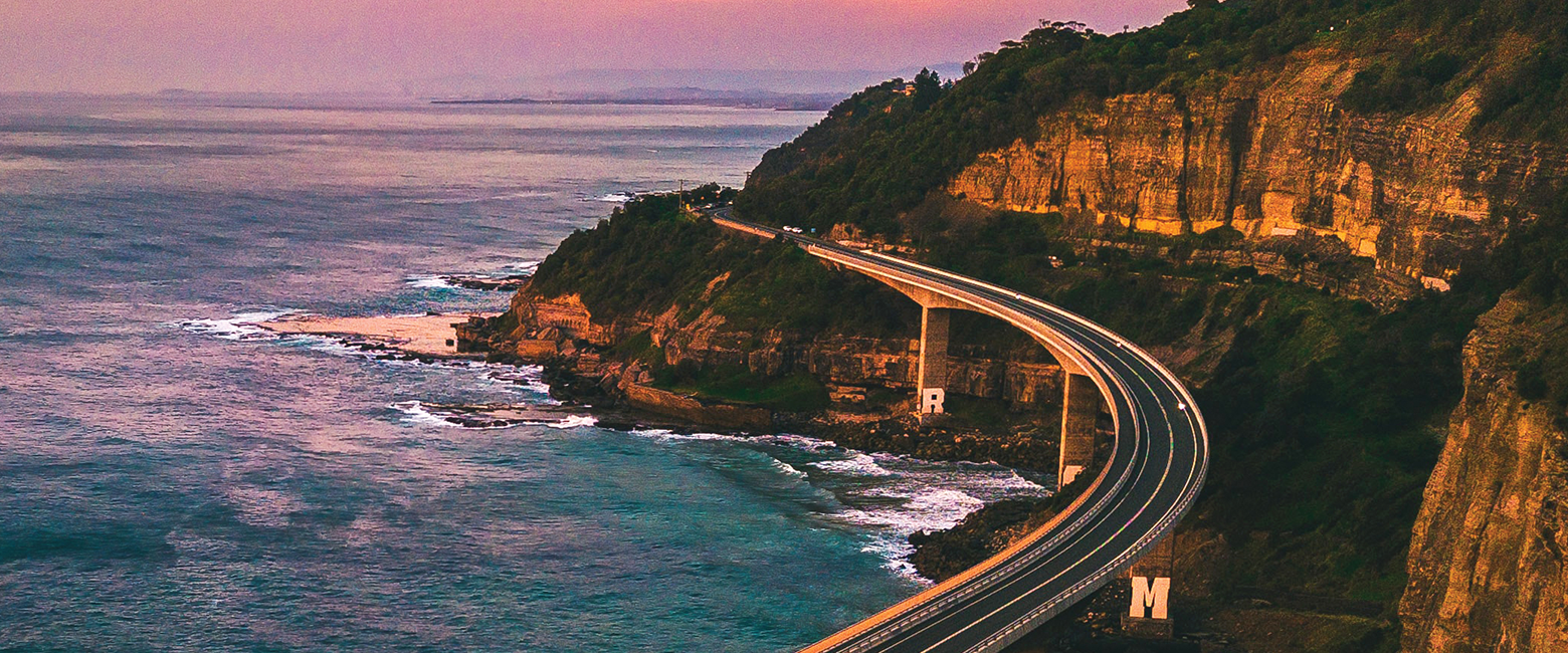 The Sea Cliff Bridge viewed from the air