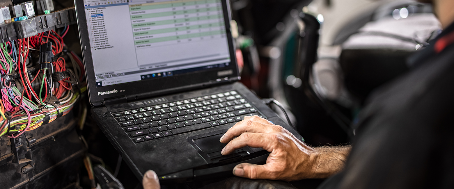 Computer screen showing a vehicle diagnostic software 