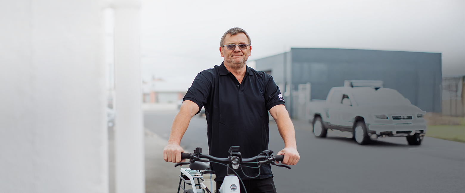 Roy Turner standing next to his new e-bike.