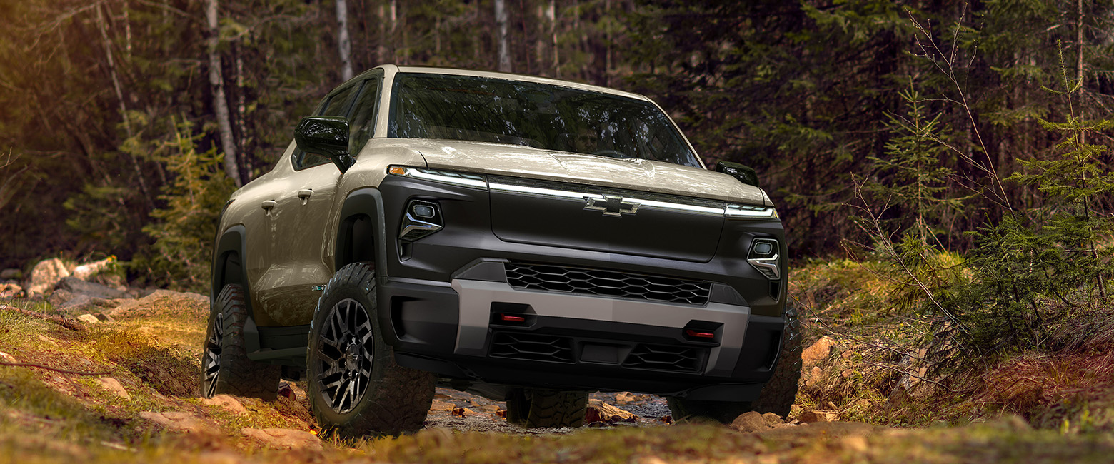 GM Silverado EV on a rocky terrain