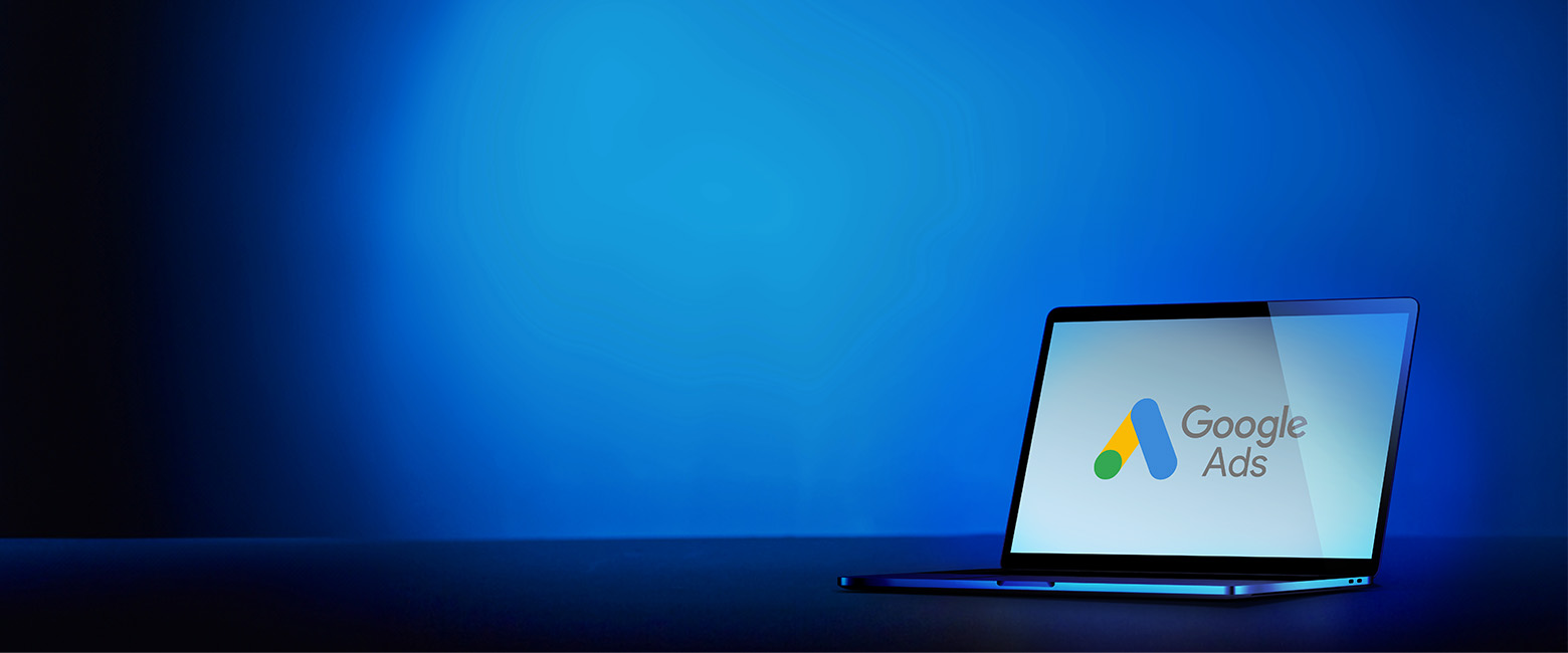 Laptop displaying Google Ads interface