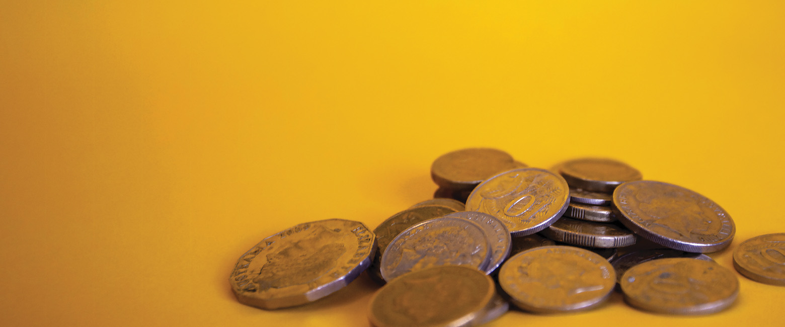 Gold coins on a table