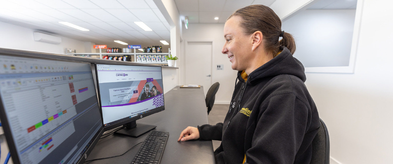 Woman working on a website page