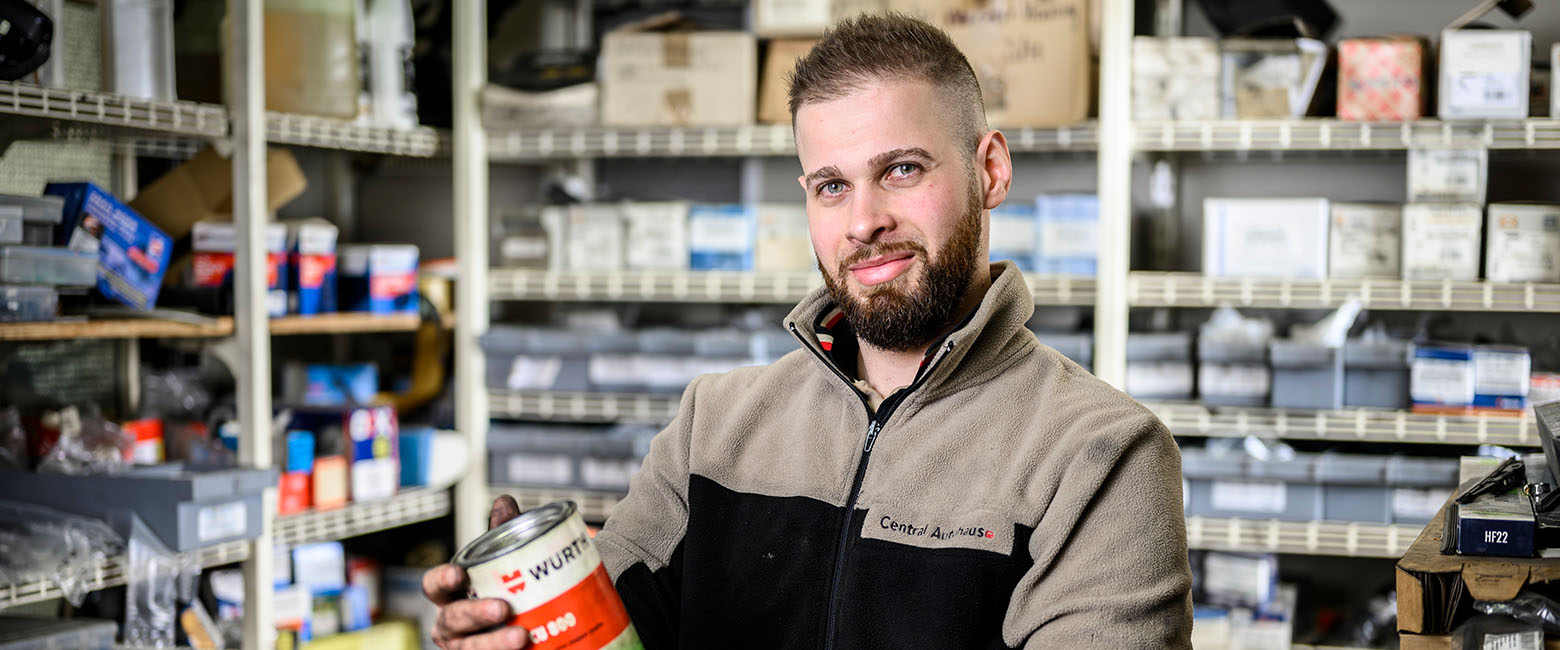 Person with car parts