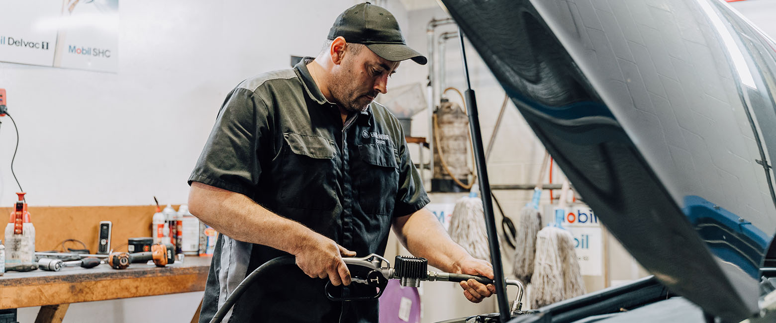 Man working on car