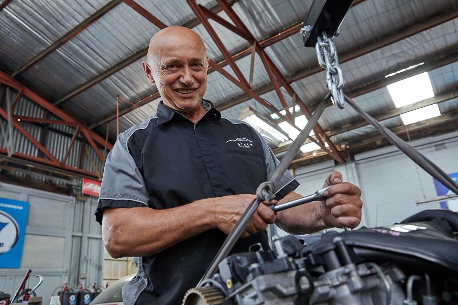 Person working on engine