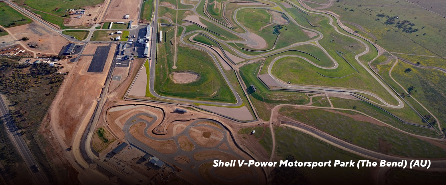 Aerial view of Shell V-Power Motorsport Park, showcasing the racetrack and surrounding landscape.