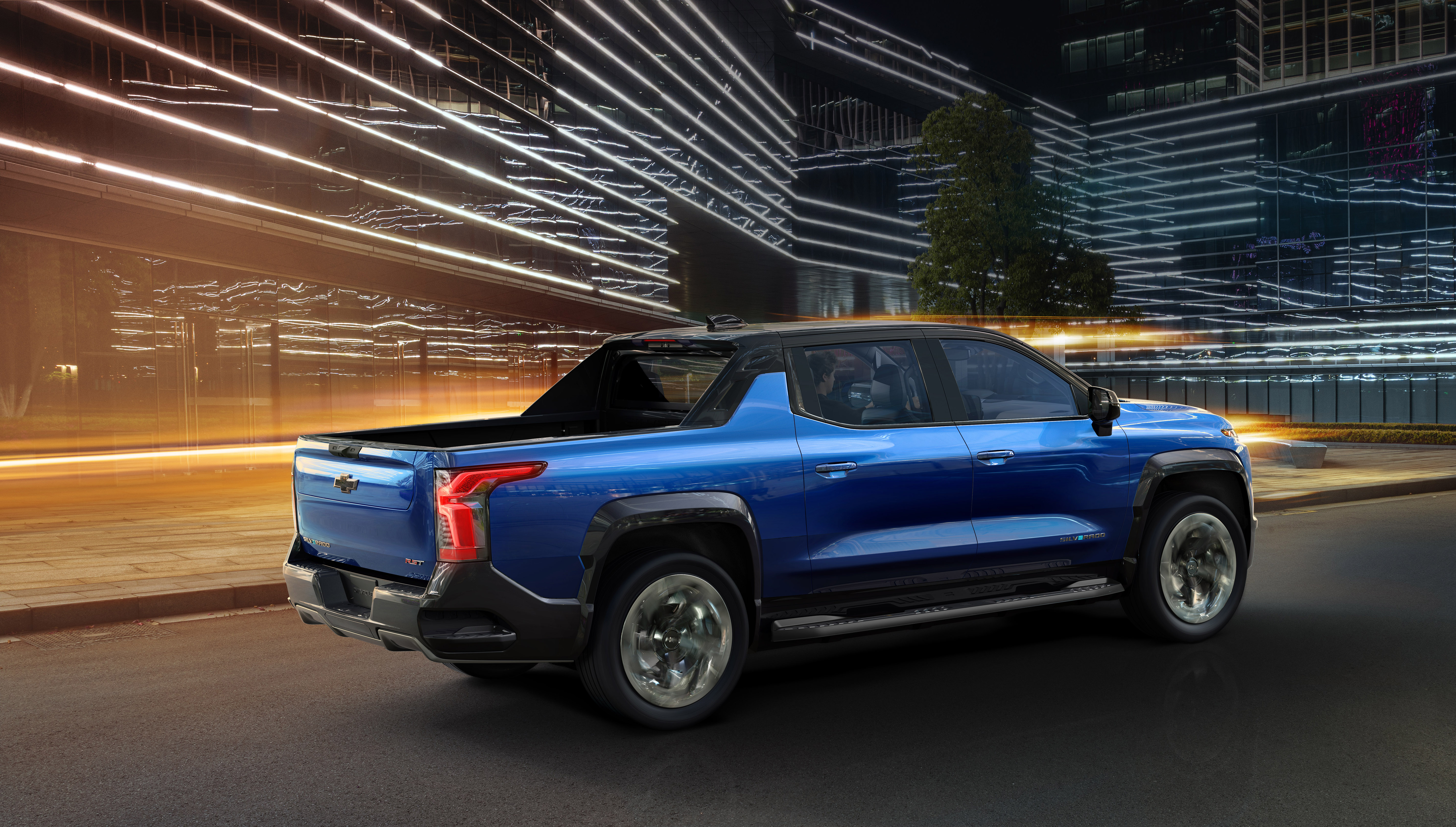 GM Silverado EV blue exterior