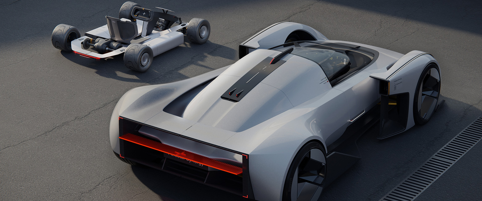Polestar Synergy concept car: A sleek, futuristic vehicle with a dynamic design and cutting-edge technology.