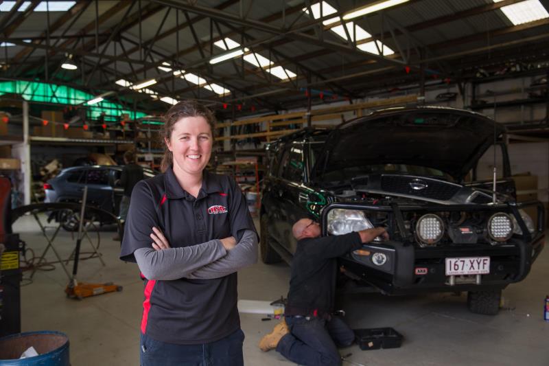 Women in front of workshop