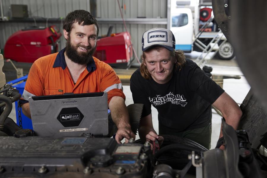 Two men in workshop