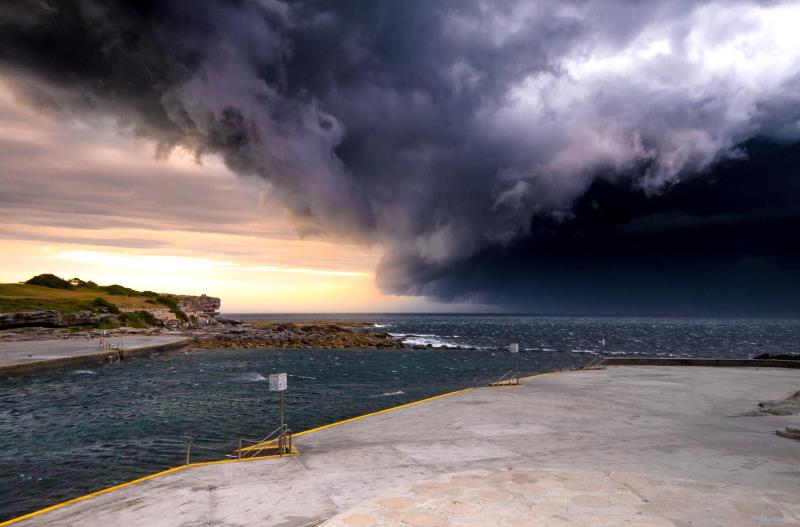 Storm rolling over coast