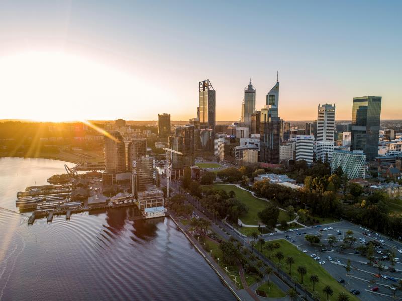 Perth city sunset