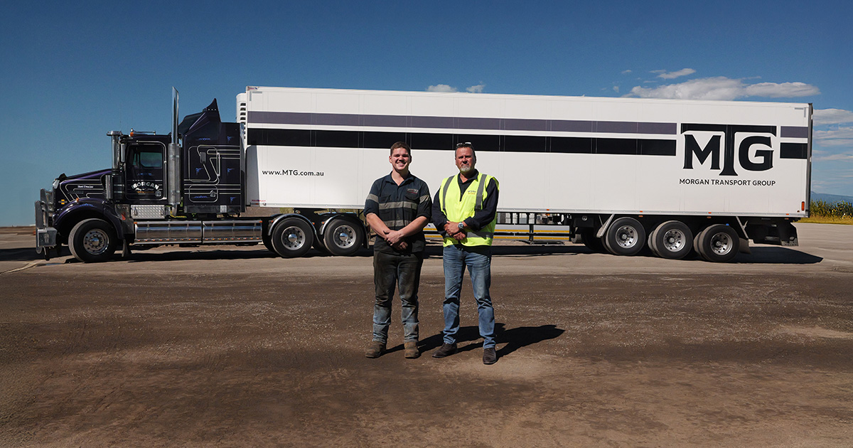Two people standing in front of a truck, with Cody, the 2025 Capricorn Rising Stars QLD winner, on the left side.